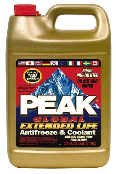 Peak - 1 Gal Extended Life Premixed Antifreeze & Coolant - Ethylene Glycol, Organic Acid Inhibitor, De-Ionized Water Composition - Americas Industrial Supply