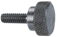 Morton Machine Works - #10-32 Knurled Shoulder Grade C-12L14 Steel Thumb Screw - 3/4" OAL, 1/2" Head Diam x 5/16" Head Height, Black Oxide Finish - Americas Industrial Supply