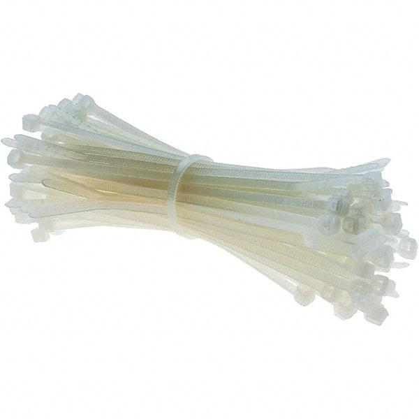 Thomas & Betts - 4" Long Natural (Color) Nylon Standard Cable Tie - 18 Lb Tensile Strength, 1.13mm Thick, 2" Max Bundle Diam - Americas Industrial Supply