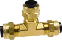 Coilhose Pneumatics - 3/8 x 1/4" OD, Brass Union Tee - Comp x Comp x Comp Ends - Americas Industrial Supply