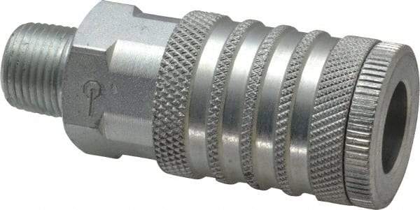 Coilhose Pneumatics - 3/8 Male NPT Industrial Pneumatic Hose Coupler - Plated Steel, 1/2" Body Diam - Americas Industrial Supply
