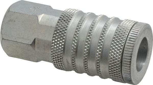 Coilhose Pneumatics - 3/8 Female NPT Industrial Pneumatic Hose Coupler - Plated Steel, 1/2" Body Diam - Americas Industrial Supply