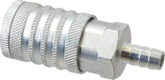 Coilhose Pneumatics - Hose Barb Industrial Pneumatic Hose Coupler - Plated Steel, 1/2" Body Diam, 3/8" Hose ID - Americas Industrial Supply