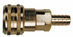 Coilhose Pneumatics - Lock-On Hose Barb Industrial Pneumatic Hose Coupler - Brass, 1/2" Body Diam, 1/2" Hose ID - Americas Industrial Supply