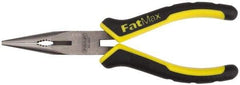 Stanley - 8" OAL, 2-15/16" Jaw Length x 11/16" Jaw Width, Long Nose Side Cutting Pliers - Serrated Jaw, Standard Head, Bi-Material Cushion Grip Handles - Americas Industrial Supply