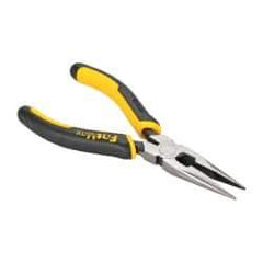 Stanley - 6-1/2" OAL, 2" Jaw Length x 11/16" Jaw Width, Long Nose Side Cutting Pliers - Serrated Jaw, Standard Head, Bi-Material Cushion Grip Handles - Americas Industrial Supply