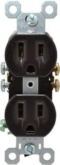 Pass & Seymour - 125 VAC, 15 Amp, 5-15R NEMA Configuration, Brown, Residential Grade, Self Grounding Duplex Receptacle - 1 Phase, 2 Poles, 3 Wire, Flush Mount, Impact Resistant - Americas Industrial Supply