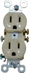 Pass & Seymour - 125 VAC, 15 Amp, 5-15R NEMA Configuration, Ivory, Residential Grade, Self Grounding Duplex Receptacle - 1 Phase, 2 Poles, 3 Wire, Flush Mount - Americas Industrial Supply