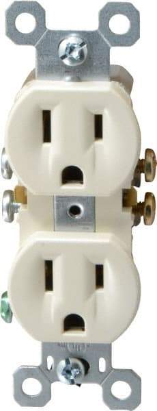 Pass & Seymour - 125 VAC, 15 Amp, 5-15R NEMA Configuration, Light Almond, Residential Grade, Self Grounding Duplex Receptacle - 1 Phase, 2 Poles, 3 Wire, Flush Mount - Americas Industrial Supply