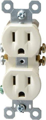 Pass & Seymour - 125 VAC, 15 Amp, 5-15R NEMA Configuration, Light Almond, Residential Grade, Self Grounding Duplex Receptacle - 1 Phase, 2 Poles, 3 Wire, Flush Mount - Americas Industrial Supply