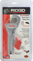 Ridgid - 1/8" to 1-3/8" Pipe Capacity, Single Stroke Cutter - Cuts Plastic, Rubber, PVC, CPVC - Americas Industrial Supply