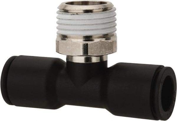 Legris - 12mm OD, 1/2 BSPT, Nylon/Nickel Plated Brass Push-to-Connect Male Branch Tee - 290 Max psi - Americas Industrial Supply