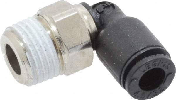 Legris - 5/32" OD, 1/8 BSPT, Nylon/Nickel Plated Brass Push-to-Connect Male Elbow - 290 Max psi - Americas Industrial Supply