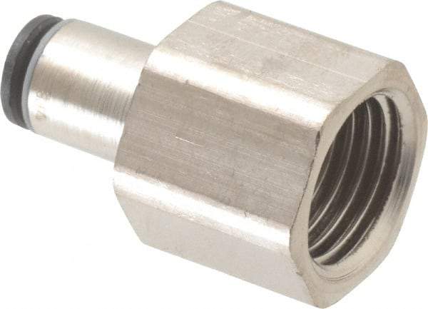 Legris - 4mm Outside Diam, 1/4 BSPP, Nickel Plated Brass Push-to-Connect Tube Female Connector - 290 Max psi - Americas Industrial Supply