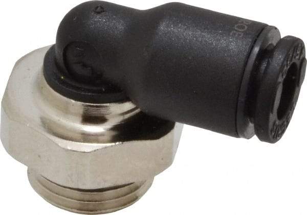 Legris - 4mm OD, 1/8 BSPP, Nylon/Nickel Plated Brass Push-to-Connect Male Elbow - 290 Max psi - Americas Industrial Supply