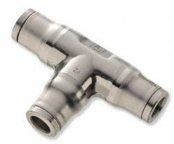 Legris - 12mm Outside Diam, Stainless Steel Push-to-Connect Union Tee - 435 Max psi, Tube to Tube Connection, FKM O-Ring - Americas Industrial Supply