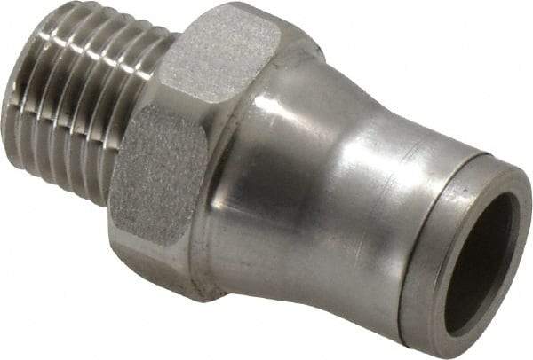 Legris - 10mm Outside Diam, 1/4 BSPT, Stainless Steel Push-to-Connect Male Connector - 435 Max psi, Tube to Male BSPT Connection, FKM O-Ring - Americas Industrial Supply