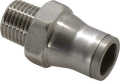 Legris - 10mm Outside Diam, 1/4 BSPT, Stainless Steel Push-to-Connect Male Connector - 435 Max psi, Tube to Male BSPT Connection, FKM O-Ring - Americas Industrial Supply