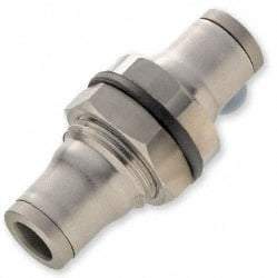 Legris - 10mm Outside Diam, Stainless Steel Push-to-Connect Bulkhead Union - 435 Max psi, Tube to Tube Connection, FKM O-Ring - Americas Industrial Supply