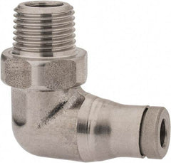 Legris - 4mm Outside Diam, 1/8 BSPT, Stainless Steel Push-to-Connect Male Elbow - 290 Max psi, Tube to Male BSPT Connection, FKM O-Ring - Americas Industrial Supply