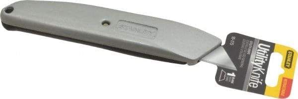 Stanley - Retractable Utility Knife - 2-7/16" Blade, Grey Zinc/Plastic Handle, 1 Blade Included - Americas Industrial Supply