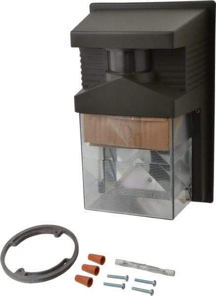 Heath/Zenith - 1 Head, 30 Ft. Detection, 180° Angle, Halogen Lamp Motion Sensing Light Fixture - 100 Watt, Plastic Bronze Housing, Wall, Eave Mounted, 5-1/2 Inch Long x 7.6 Inch Wide x 11 Inch High - Americas Industrial Supply