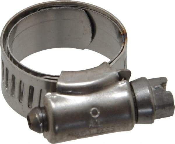 IDEAL TRIDON - SAE Size 8, 5/8 to 1" Diam, Stainless Steel Shielded Worm Drive Clamp - Material Grade 301, Series 615 - Americas Industrial Supply