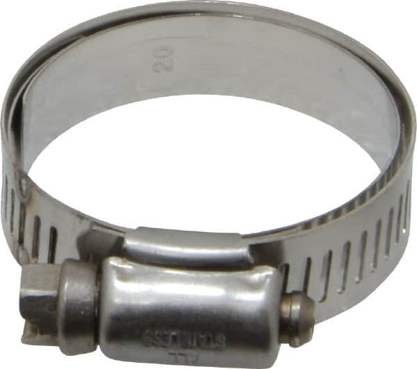 IDEAL TRIDON - SAE Size 20, 1 to 1-3/4" Diam, Stainless Steel Shielded Worm Drive Clamp - Material Grade 301, Series 615 - Americas Industrial Supply