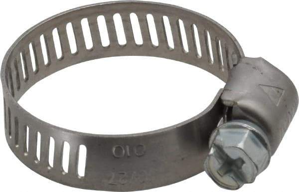 IDEAL TRIDON - SAE Size 10, 1/2 to 1-1/16" Diam, Stainless Steel Miniature Worm Drive Clamp - 5/16" Wide, Material Grade 301, Series 325 - Americas Industrial Supply