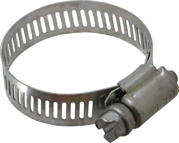 IDEAL TRIDON - SAE Size 20, 3/4 to 1-3/4" Diam, Stainless Steel Worm Drive Clamp - 1/2" Wide, Material Grade 201, Series 611 - Americas Industrial Supply