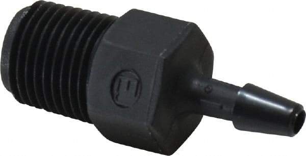 Made in USA - 1/8" Barb, 1/8, Nylon Single Barbed Tube Adapter - Black, Male - Americas Industrial Supply
