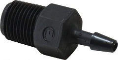 Made in USA - 1/8" Barb, 1/8, Nylon Single Barbed Tube Adapter - Black, Male - Americas Industrial Supply