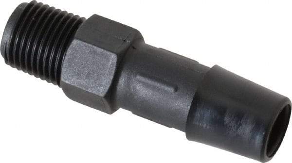 Made in USA - 3/8" Barb, 3/8, Nylon Single Barbed Tube Adapter - Black, Male - Americas Industrial Supply