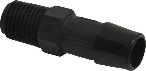 Made in USA - 1/2" Barb, 1/2, Nylon Single Barbed Tube Adapter - Black, Male - Americas Industrial Supply