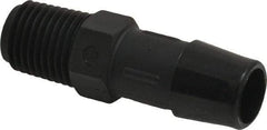 Made in USA - 1/2" Barb, 1/2, Nylon Single Barbed Tube Adapter - Black, Male - Americas Industrial Supply