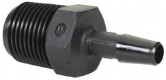 Made in USA - 1/4" Barb, 1/4, Nylon Single Barbed Tube Adapter - Black, Male - Americas Industrial Supply
