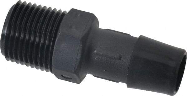 Made in USA - 1/2" Barb, 1/2, Nylon Single Barbed Tube Adapter - Black, Male - Americas Industrial Supply