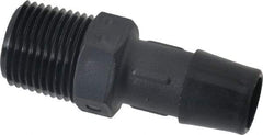 Made in USA - 1/2" Barb, 1/2, Nylon Single Barbed Tube Adapter - Black, Male - Americas Industrial Supply