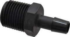 Made in USA - 3/8" Barb, 3/8, Nylon Single Barbed Tube Adapter - Black, Male - Americas Industrial Supply