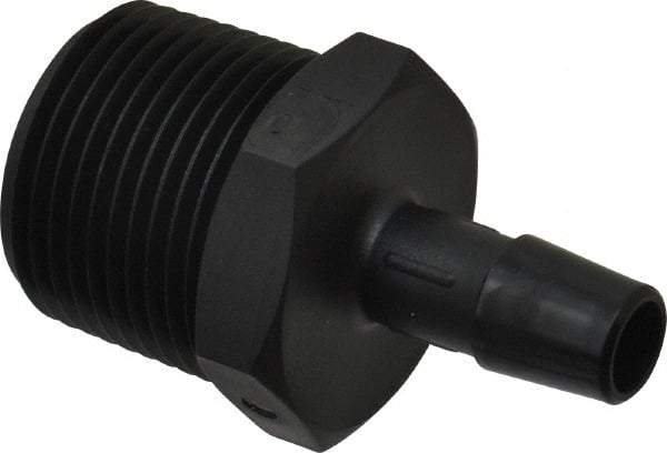 Made in USA - 3/8" Barb, 3/8, Nylon Single Barbed Tube Adapter - Black, Male - Americas Industrial Supply