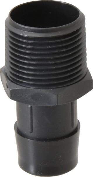 Made in USA - 1" Barb, 1, Nylon Single Barbed Tube Adapter - Black, Male - Americas Industrial Supply