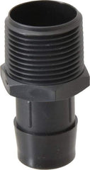Made in USA - 1" Barb, 1, Nylon Single Barbed Tube Adapter - Black, Male - Americas Industrial Supply