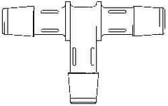Made in USA - 5/8" Barb, Polypropylene Single Barbed Tube Tee - Natural - Americas Industrial Supply