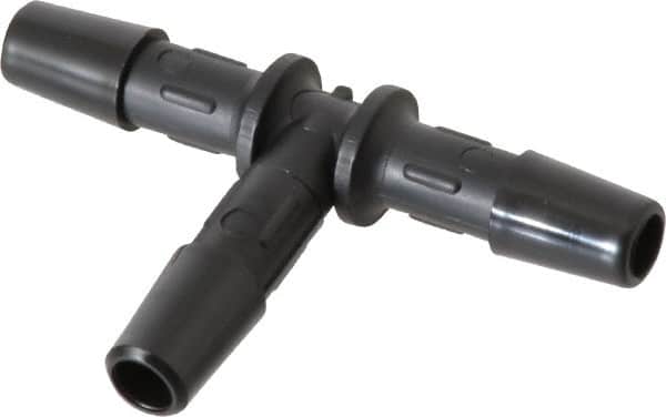 Made in USA - 1/4" Barb, Nylon Single Barbed Tube Tee - Black - Americas Industrial Supply