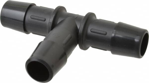 Made in USA - 1/2" Barb, Nylon Single Barbed Tube Tee - Black - Americas Industrial Supply