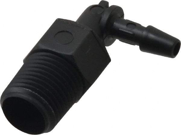 Made in USA - 1/8" Barb, 1/8, Nylon Single Barbed Tube Elbow - Black, Male - Americas Industrial Supply