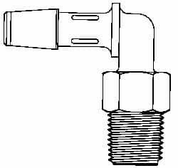 Made in USA - 1/2" Barb, 1/2, Polypropylene Single Barbed Tube Elbow - White, Male - Americas Industrial Supply
