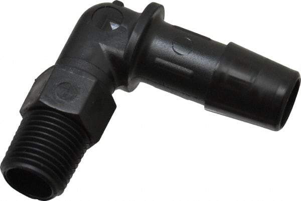 Made in USA - 3/8" Barb, 3/8, Nylon Single Barbed Tube Elbow - Black, Male - Americas Industrial Supply