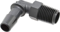 Made in USA - 3/8" Barb, 3/8, Nylon Single Barbed Tube Elbow - Black, Male - Americas Industrial Supply