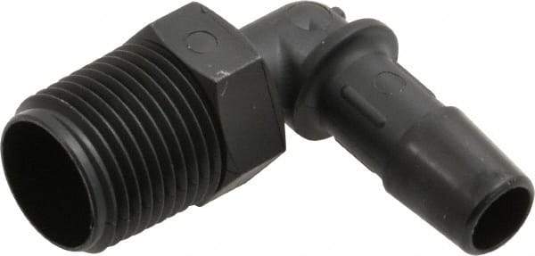 Made in USA - 3/8" Barb, 3/8, Nylon Single Barbed Tube Elbow - Black, Male - Americas Industrial Supply